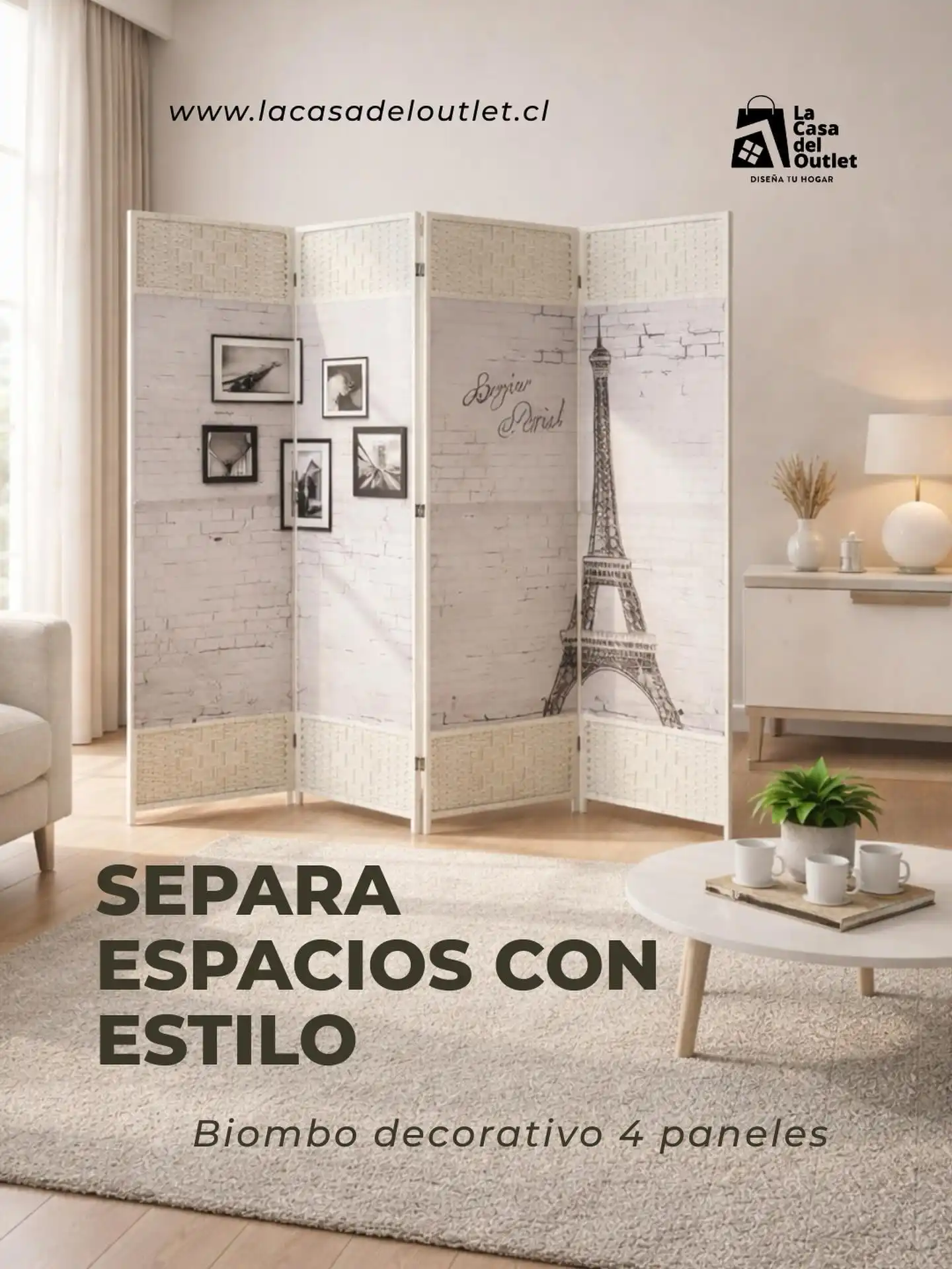 ¿Quieres dividir espacios sin hacer remodelaciones?
El biombo decorativo de 4 paneles es perfecto para separar ambientes mientras agregas un toque artístico y elegante a tu hogar.
Ideal para:
✔ Living
✔ Dormitorio
✔ Espacios abiertos
Decora y organiza tu hogar con estilo.
Disponible en La Casa del Outlet
#decoracionhogar
#biombo
#decoracioninterior
#hogarconestilo
#decoracionchile