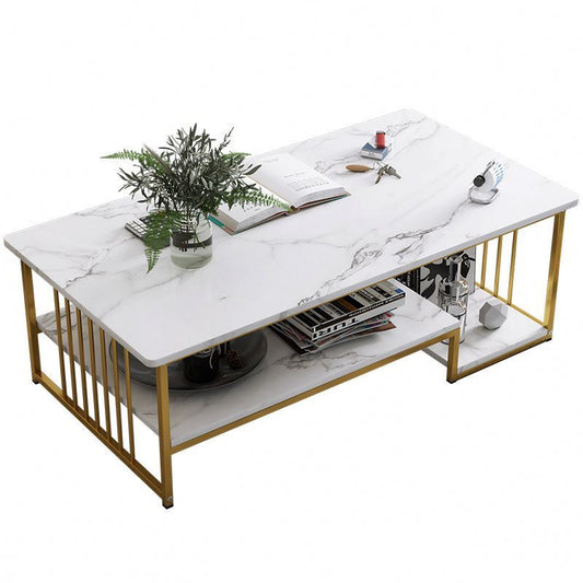 Mesa De Centro Mármol Gold Storage 120x45cm